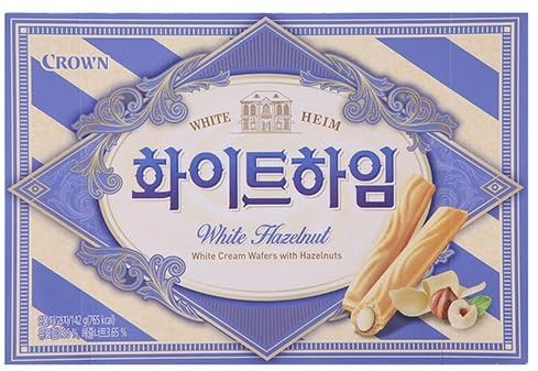 Crown Cream Filled Wafer Cookies with Hazelnut 142g (White, 1 Pack)
