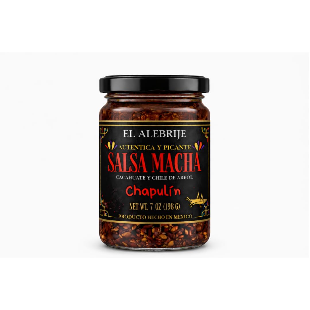Alebrixes - Salsa Macha with Chapulines - Authentic Mexican Chili Oil with Árbol Chili and Oaxacan Grasshoppers - Hand Made Gourmet Salsa with Toasted