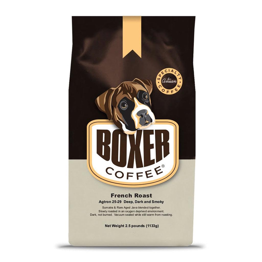 Boxer Coffee Dark Roast Whole Bean - French Roast 2.5 LB Bag - Specialty Grade, Gourmet Artisan Coffee
