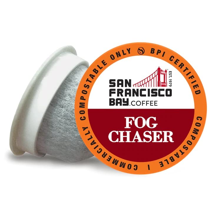 SF Bay Fog Chaser Coffee OneCup - 12 Count Compostable Pods - Medium-Dark Roast Arabica - Compatible with Most Keurig K-Cup Brewers