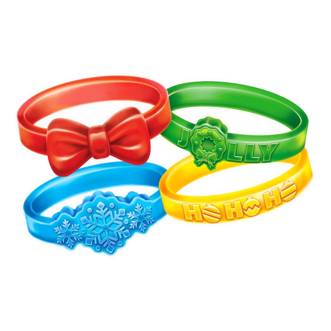 18 Pack Holiday Gummy Bands Christmas Candy - Edible Gummy Bracelets for Stocking Stuffers, Classroom Treats, or Party Favors