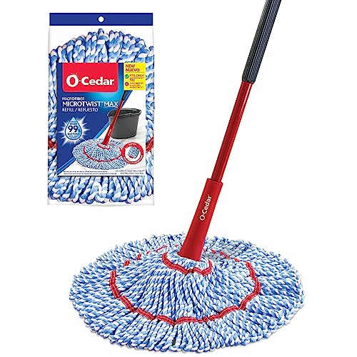 O-Cedar MicroTwist MAX Microfiber Twist Mop with 1 Extra Refill | Features Hands-Free Wringing | Extra Large 18-Inch Mop Head | Safe on All Floor