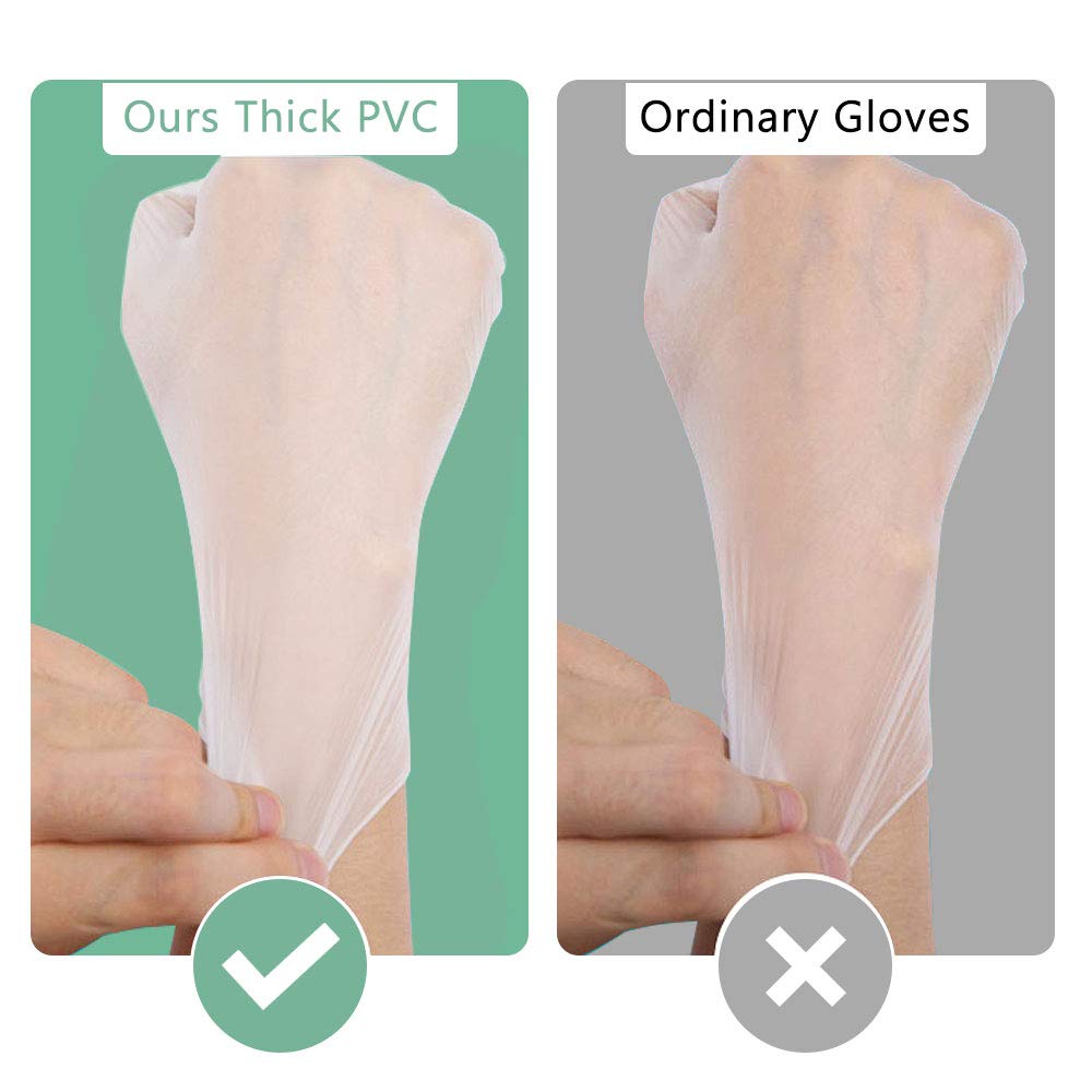 squish Disposable Gloves, 100 Count 4 mil Clear Vinyl Gloves Latex Free Powder-Free Health Glove Cleaning Rubber Glove for Kitchen Cooking Cleaning