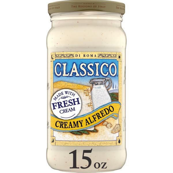 Classico Light Creamy Alfredo Pasta Sauce, Made with Fresh Cream & Aged Parmesan, 15 Oz (Pack of 2)