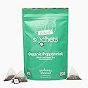 Two Leaves and a Bud Organic Peppermint - 50 Naked Tea Sachets, Naturally Caffeine Free, Whole Leaf Herbal Tea in Unwrapped Pyramid Sachets