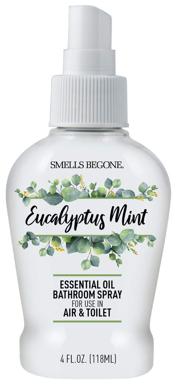 SMELLS BEGONE 4 oz Essential Oil Bathroom Spray - Instantly Eliminate Toilet & Bathroom Odors - Air Freshener Made with Essential Oils (Eucalyptus