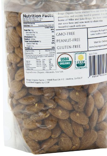 Braga Organic Farms Organic Roasted and Salted Almonds 2 lb. bag