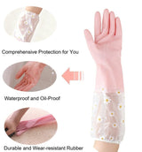 ITISMUNGO Dishwashing Cleaning Gloves Thick Waterproof Tear-Resistant Household Rubber Cleaning Gloves with Long Elastic Cuffs for Kitchen Laundry