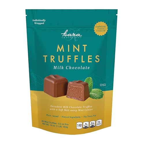 Kara Chocolates Mint Chocolate Truffles Individually Wrapped, Naturally Gluten Free, Gourmet Soft Creamy Truffles (1 lb Pouch (16oz - 1 Pk), Mint