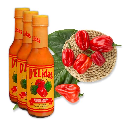 D'ELidas Habanero Hot Sauce, Natural Habanero Pepper Hot Sauce, Chombo Picante Sauce #1 in Panama, Non-GMO, Keto Friendly Food Habanero Sauce, 5 Fl Oz