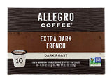 Allegro Coffee, Coffee French Roast Extra Dark Pods 10 Count, 3.8 Ounce