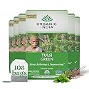Organic India Tulsi Green Herbal Tea - Stress Relieving & Balancing, Immune Support, Adaptogen, Vegan, USDA Certified Organic, Caffeine-Free - 18