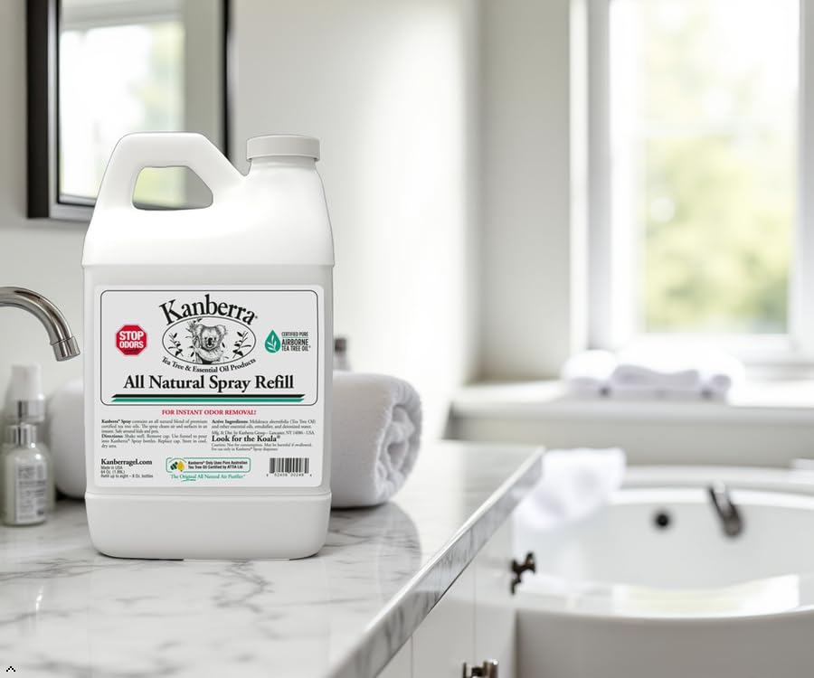 Kanberra Spray Refill - 64 oz. - All-Natural Odor Eliminator & Air Freshener for Home, Car, RV, Boat, Gym Bag | Eco-Friendly, Long-Lasting Tea Tree