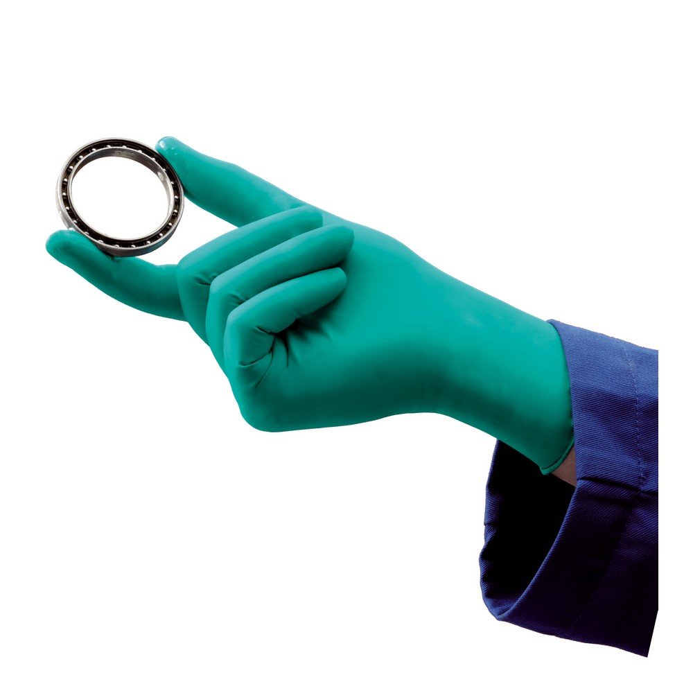 Ansell 92600M Touch N Tuff 92-600 Disposable Powder-Free 5 mil Nitrile Gloves, 9.5" Length, 3" Width, 0.09" Height, Medium, Teal (Pack of 100)
