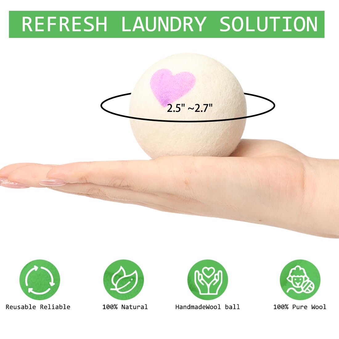 Wool Dryer Balls Reusable Natural Fabric Softener 100% New Zealand Wool Balls for Dryer Reduce Clothing Wrinkles and Saves Drying Time