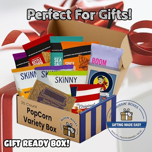Popcorn Variety Pack - Popcorn Snack Pack with Individually Wrapped Bags - Bulk Snack Box for Adults, Kids, Office, and School - 35 Count Assembled by