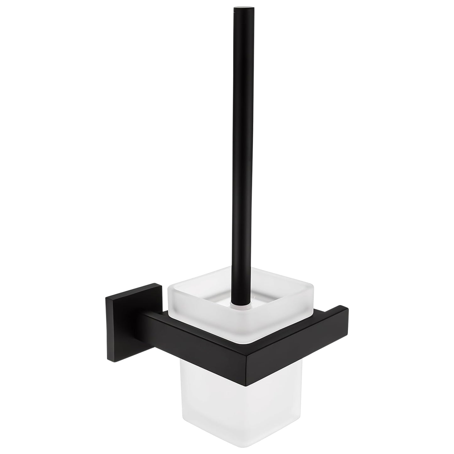 Brixline Upgraded Toilet Cleaner Bowl Brush and Holder Set Wall Mounted Modern Metal Glass Black Scrubber Scrub Brushes Wand Household Supplies