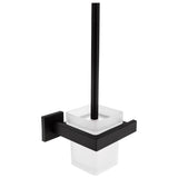 Brixline Upgraded Toilet Cleaner Bowl Brush and Holder Set Wall Mounted Modern Metal Glass Black Scrubber Scrub Brushes Wand Household Supplies