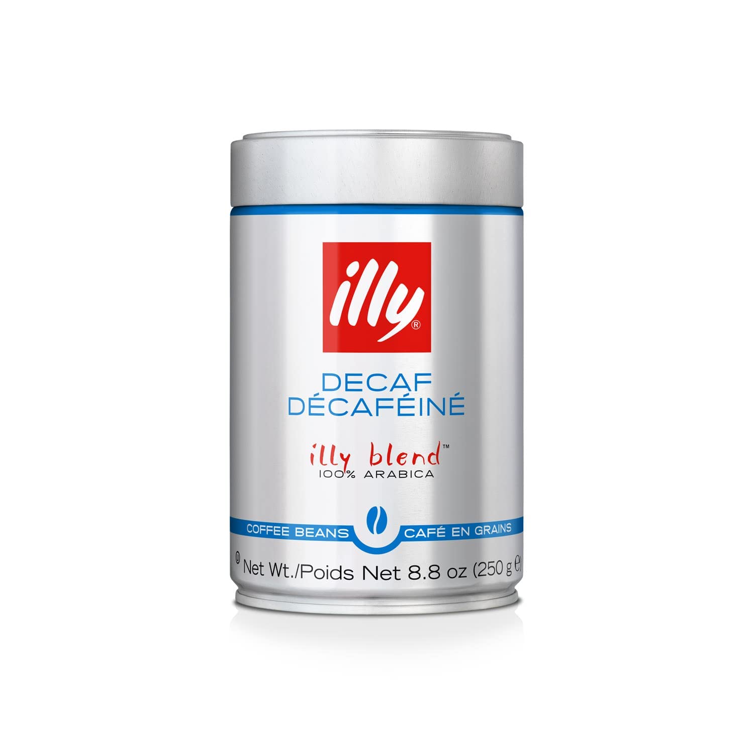 illy Italian Whole Bean Decaffeinated Coffee, One Can, 8.8-ounces