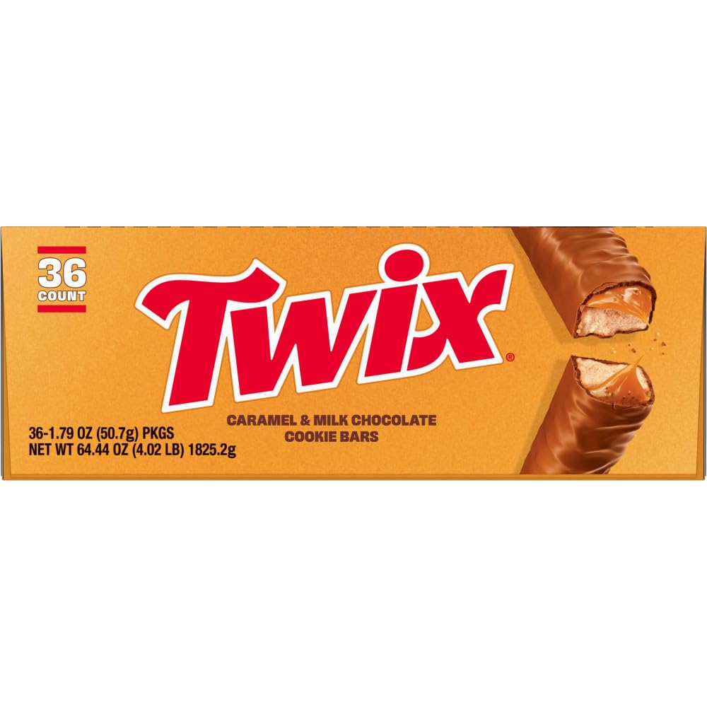 TWIX Bulk Chocolate Candy Individually Wrapped - Full Size, Caramel Chocolate Cookie Candy Bar, 36-Count Box