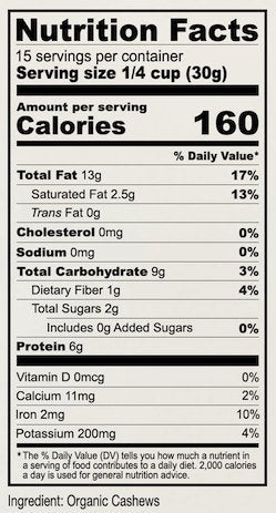 Anthony's Organic Whole Cashews, 1 lb, Raw, Unsalted & Gluten Free