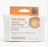 Full Circle 100% Plant-Based Cellulose Sponges - Pack of 3 - Plastic-Free, Natural Sponge, No Microplastics, Safe for Nonstick Cookware