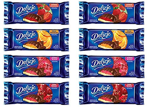 2 Pack Delicje Variety Pack European Biscuits Strawberry, Orange, Raspberry, Cherry Filling