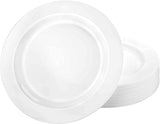 Lillian Tablesettings Premium Quality Heavyweight 10.25 inch Plastic Plates China Like, Wedding and Party Dinnerware Plastic Plates White Pearl - 30