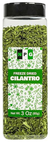 NPG Freeze-Dried Cilantro 3 Oz, Fresh Dehydrated Coriander Flakes, Dhania Leaves, Lime Seasoning, Mexican Spices, Perfect for Cooking, Soups, Salsas