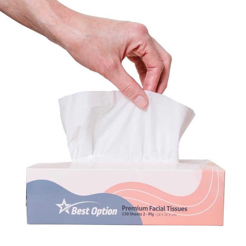 Best Option Soft 2-Ply Facial Tissue White 130-Count Box Pack of 12 for Office