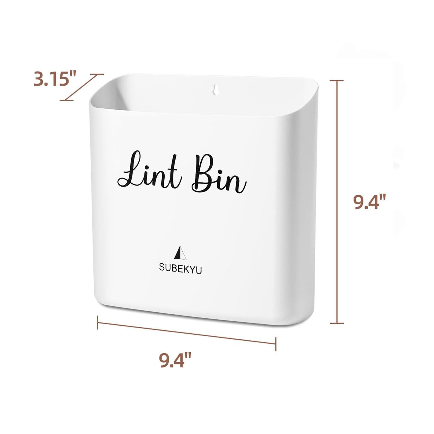 SUBEKYU Magnetic Lint Bin for Laundry Room, Small Waste Bin or Laundry Storage Container for Hanging on Dryer/Washer/Wall, 0.85 Gallon, White