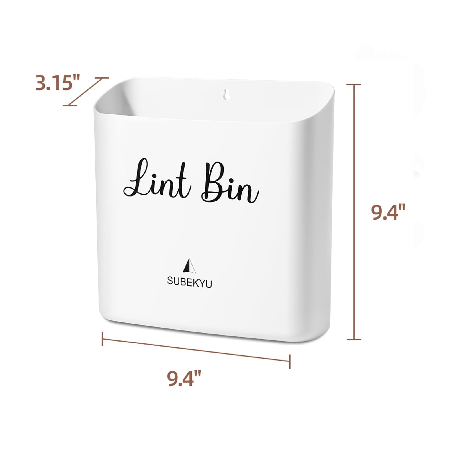 SUBEKYU Magnetic Lint Bin for Laundry Room, Small Waste Bin or Laundry Storage Container for Hanging on Dryer/Washer/Wall, 0.85 Gallon, White