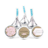 Personalized Wedding Stickers for Kisses Favors (108 Count) - Pink Botanicals
