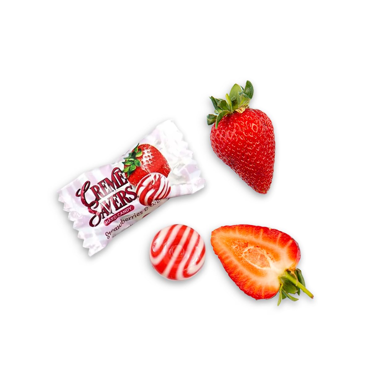 Creme Savers Strawberry & Creme Hard Candy Bulk (1 lb) - Individually Wrapped Pink Candy, Classic Strawberries and Creme Treats for Parties, Candy