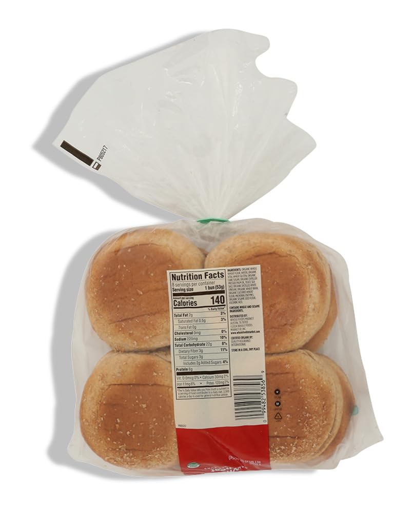 365 by Whole Foods Market Organic Wheat Hamburger Buns, 15 OZ