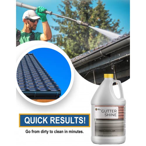 DeckGeneral Gutter Shine Concentrated Cleaner Solution - Best Gutter Cleaner for Rain Gutters - Low VOC, Nonflammable Cleaning - 1 Gallon