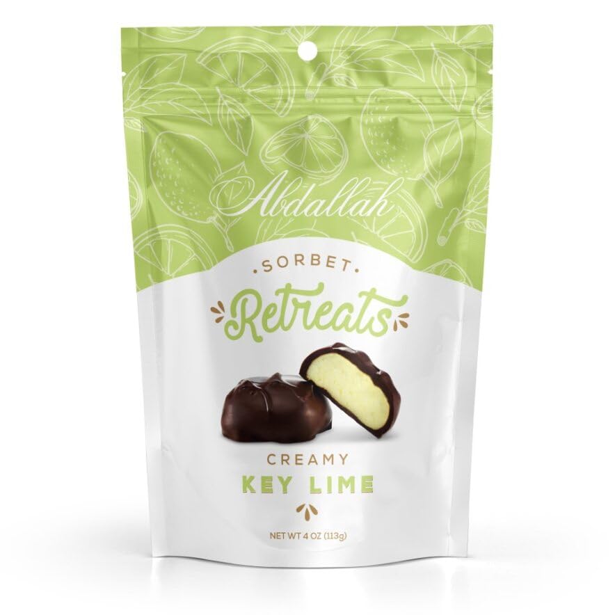 Abdallah Chocolates, Dark Chocolate Sorbet Creamy Key Lime Retreats, two Pack (each bag 4 ounces)