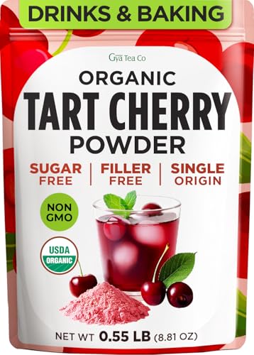 Organic Tart Cherry Powder, 0.55 Lb - 100% Natural Juice Extract, Sweet Tangy Flavor Great for Drinks, Smoothies & Baking - Rich in Antioxidants