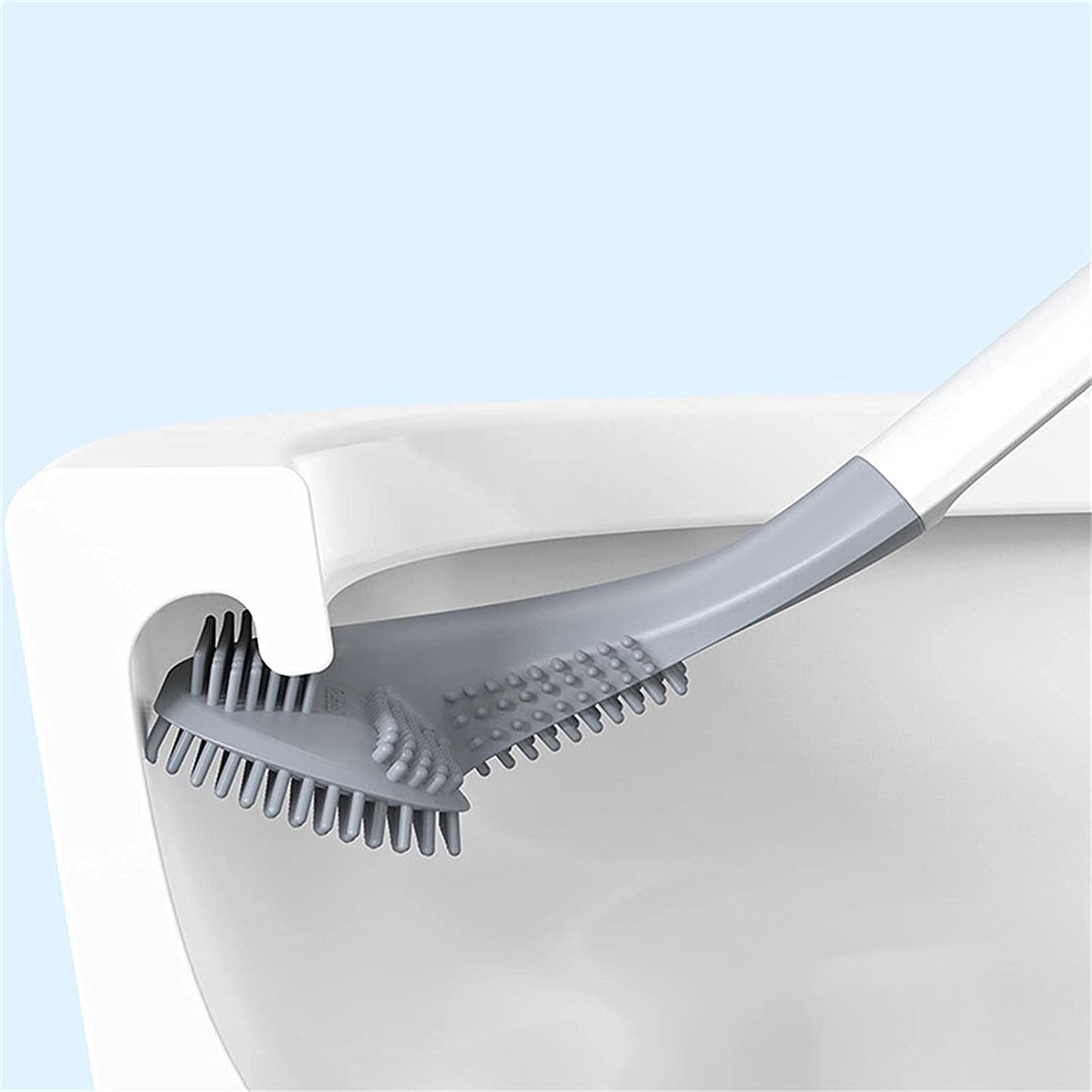 Silicone Toilet Brush,Golf Toilet Bowl Brush and Holder Set Long Handle No Dead Ends Flexible Toilet Cleaner Brush Wall-Mounted Toilet Cleaning Brush