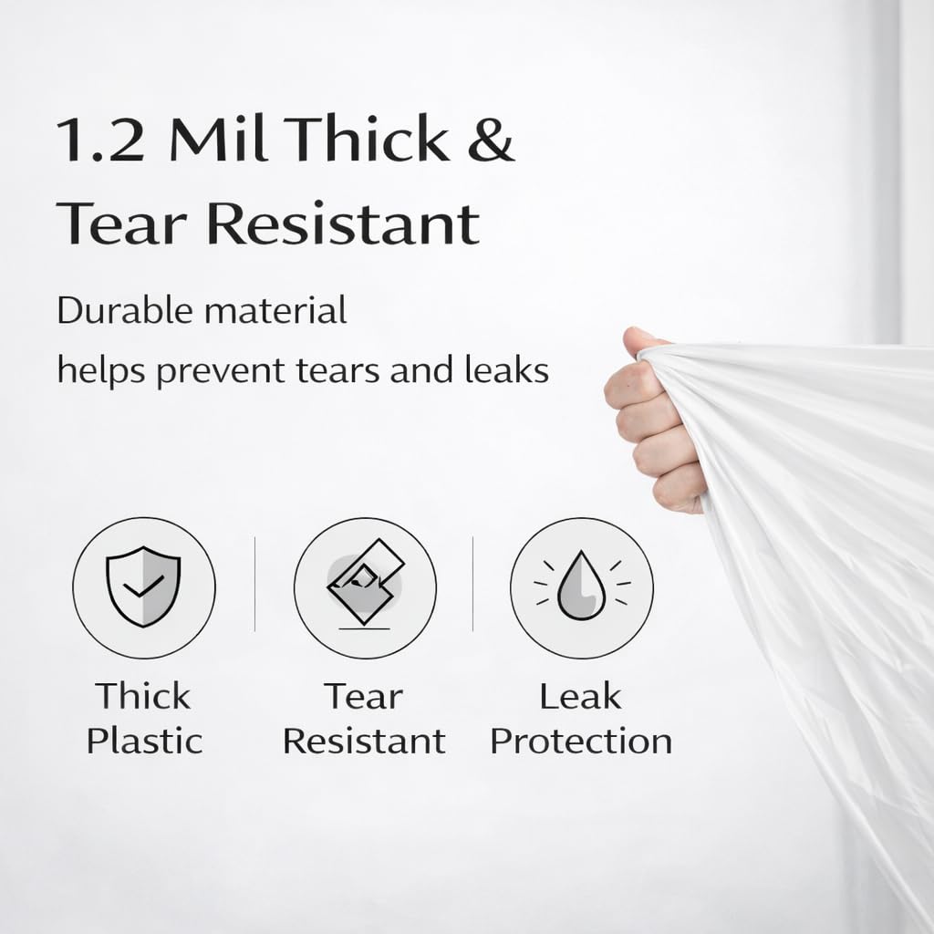 CEDARRA 21 Gallon Drawstring Trash Bags, 100 Count Extra Strong Drawstring Kitchen Garbage Bags, Fit for 80 Liter / 21.1 Gal, Tear-Resistant Unscented