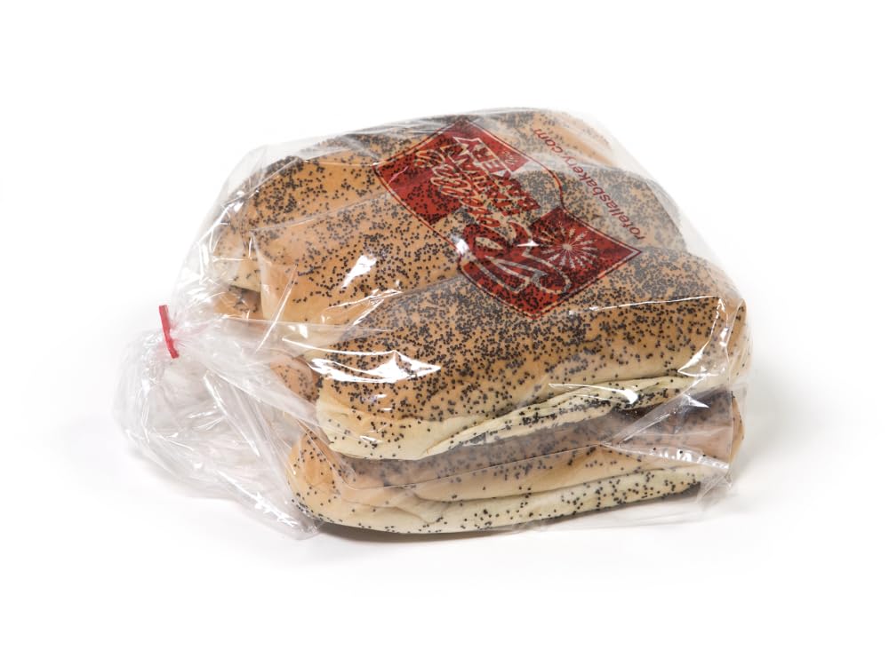 Rotellas Poppy Hinged Sliced Hot Dog Bun, 5.5 inch Length - 6 per pack -- 9 packs per case.