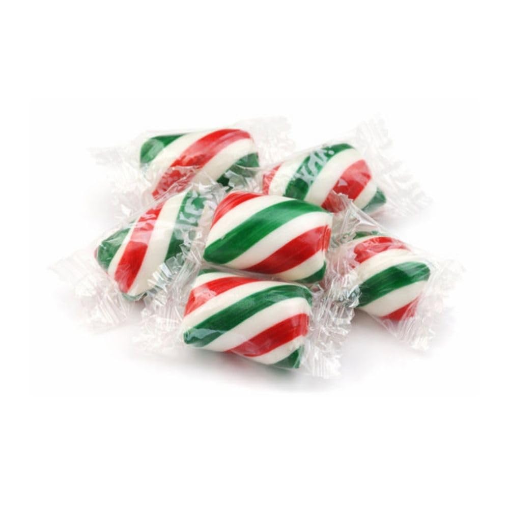 Red White Green Peppermint Hard Candy Twists Bulk Bag - 5 lb (Approx. 400 pieces)