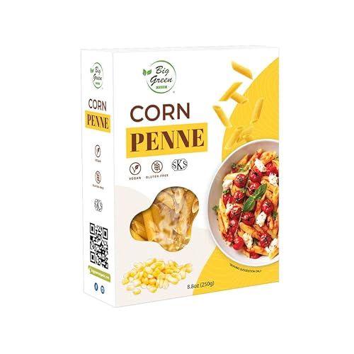 Big Green Food - Corn Penne, Premium Gluten-Free Penne Pasta, Wheat Free, Vegan Friendly (1 Box)
