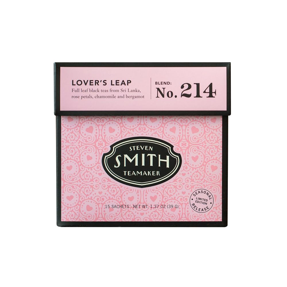 Smith Teamaker Lover's Leap No. 214, Seasonal, Caffeinated, Sugar-Free, Sustainably Grown, Organic Full Leaf Black Tea Bags, 15 Sachets, 1.37oz Each