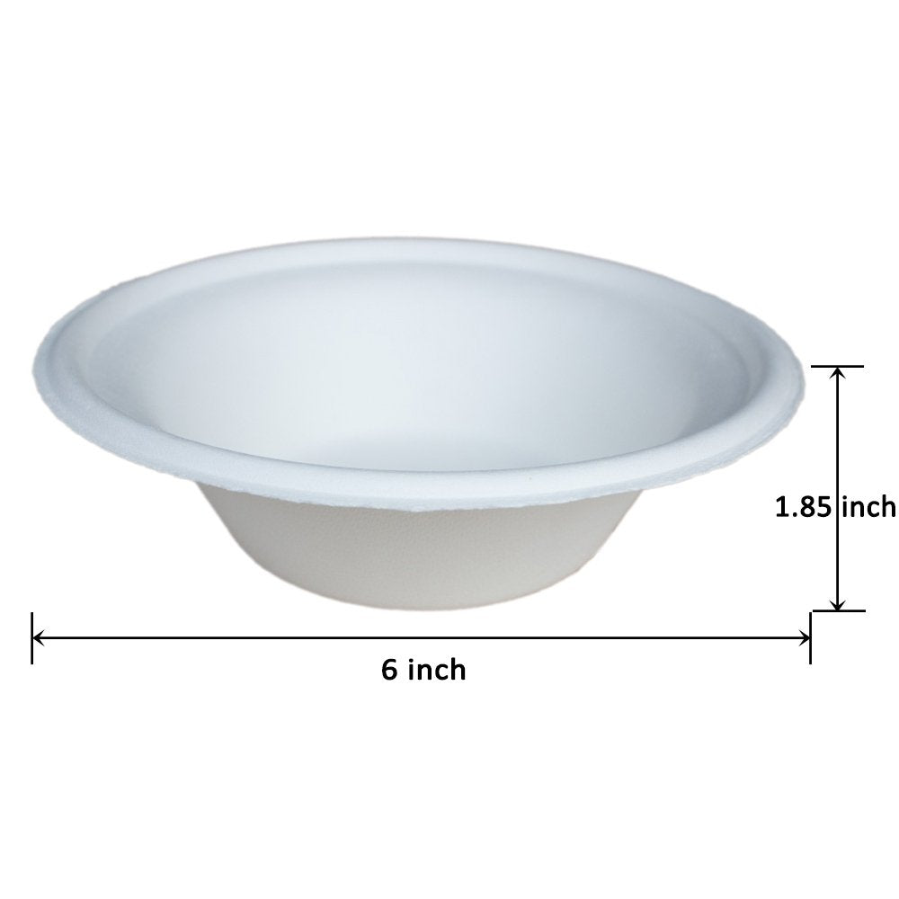 Belinlen 150 Pack 12 oz Round Disposable Bowls Eco-friendly 100% Natural Sugarcane Biodegradable Compostable Bagasse Tree Free and Plastic Free (150)