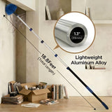 25ft High Ceiling Duster Kits with 5-18ft Heavy Duty Extension Pole - Fan Blade Cleaner, Cobweb Remover & Blue Window Squeegee Kit, Washable Dust