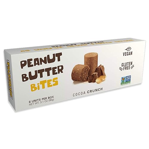 PASOKIN | Cocoa Crunch Natural Peanut Butter Bites | Gluten Free, Vegan, Protein Snack | Crunchy and Creamy | Chocolate Pacoca Made in USA, 6 Boxes