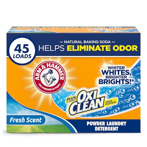 Arm & Hammer Plus OxiClean Powder Laundry Detergent, Fresh Scent, 45 Loads, 3.48 Pound (Pack of 1) - Package May Vary