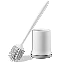 VEVOR Toilet Brush and Holder Set, Toilet Bowl Brush and Holder with Comfortable PP Handle, Compact Bathroom Scrubber Cleaner, Deep Cleaning