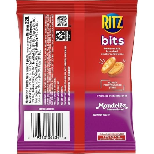 Ritz Bits - Cheese Cracker Sandwiches - Pack of 10 - Filling Made with Real Cheese - Perfect for Taking on the go - Stock up Today and Enjoy Anywhere
